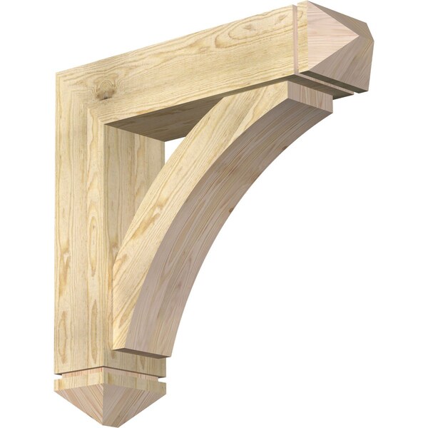 Ekena Millwork Thorton Arts and Crafts Rough Sawn Bracket w/ Offset Brace, Douglas Fir, 8"W x 32"D x 32"H BKT0806X32X32THR03RDF - main